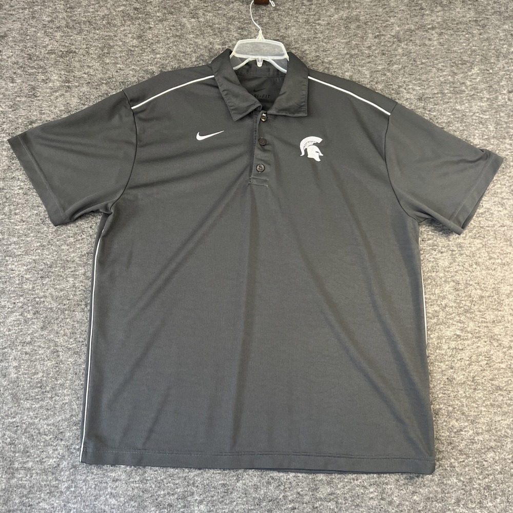 Nike Dri-Fit Men's Large Michigan State Spartans‎ Green Golf Polo Shirt